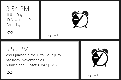 Windows 8 Time-tile ! je timed, the date, the unequal hours and the sunset and - rise times all in one well organised tile !